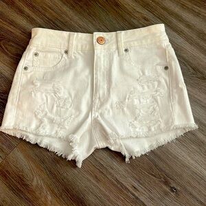 Distressed White Shorts